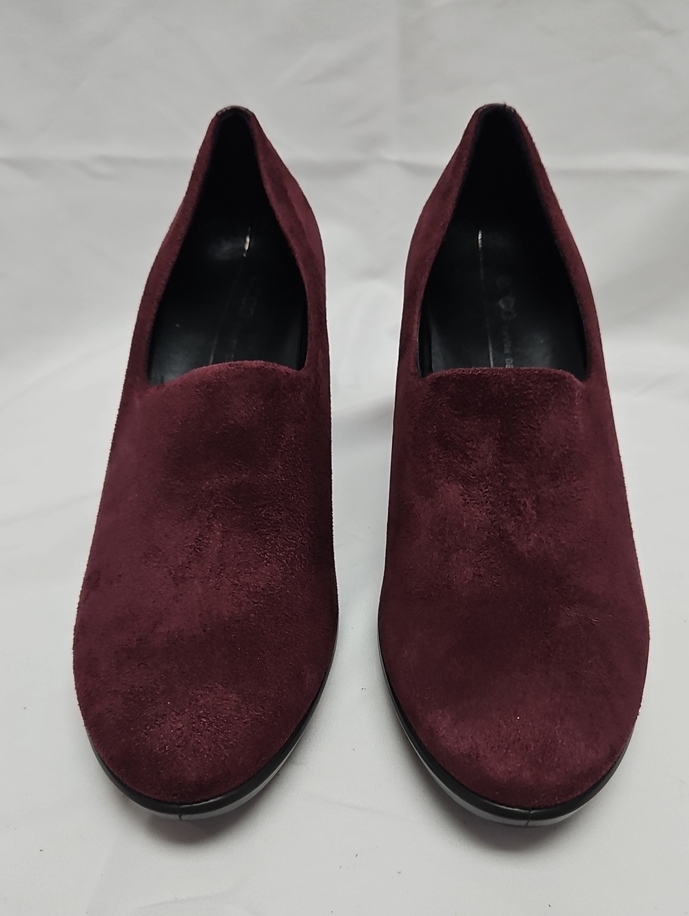 ECCO Womens 39 Burgundy Suede High Vamp Pumps Cone Heel Shooties Wine